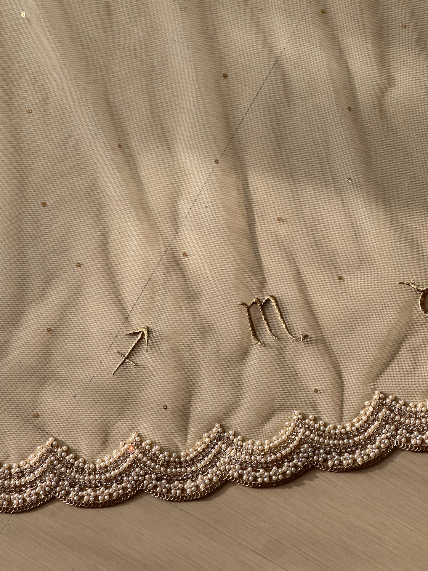 Memory Trail : Personalised Zodiac Ivory Cathedral Veil with Storytelling Embroidery