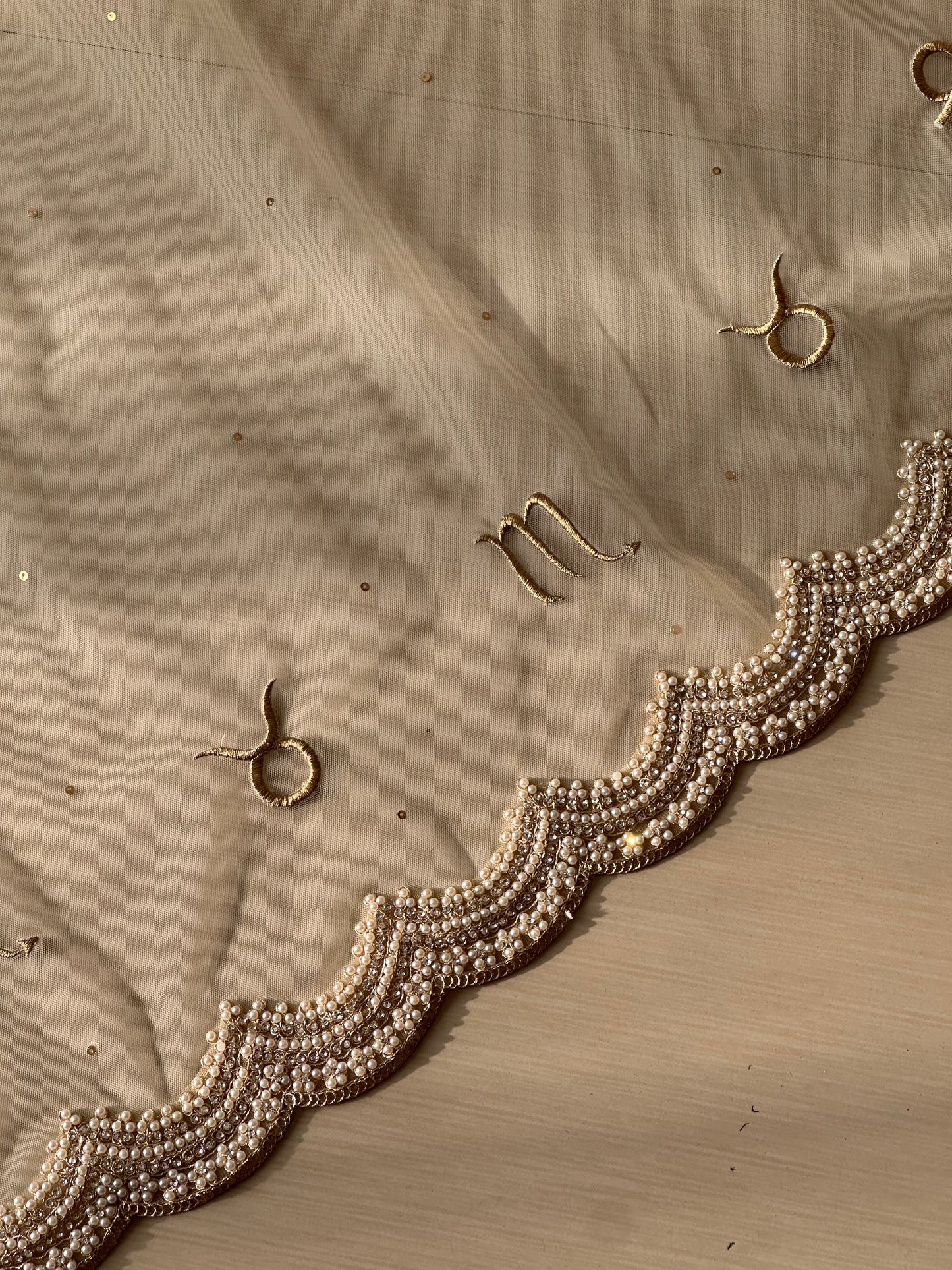 Memory Trail : Personalised Zodiac Ivory Cathedral Veil with Storytelling Embroidery