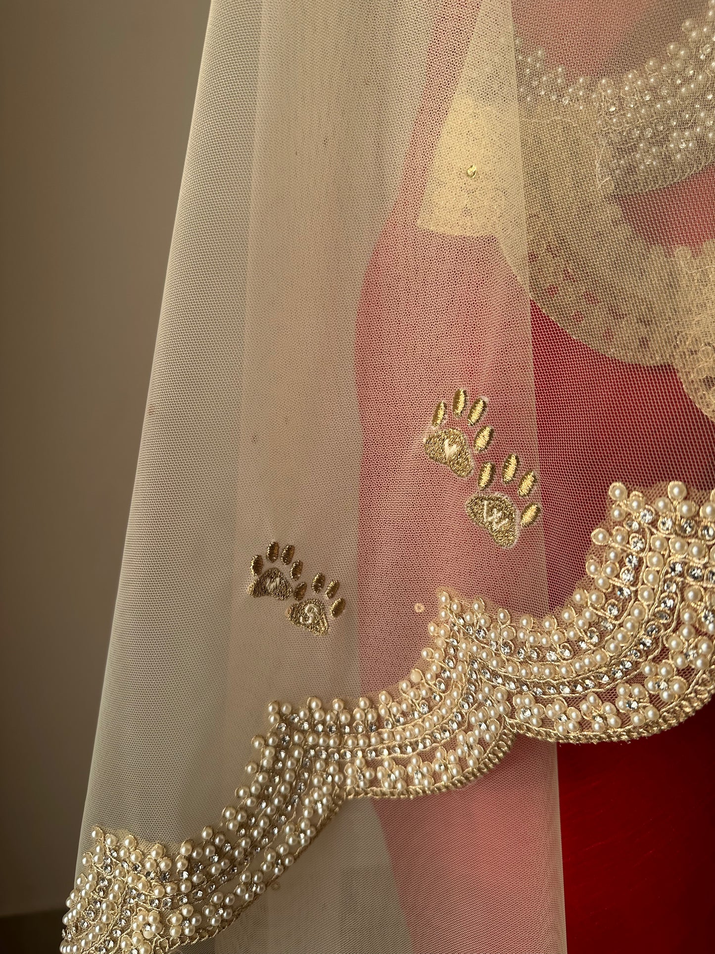 Memory Trail : Personalised Zodiac Ivory Cathedral Veil with Storytelling Embroidery