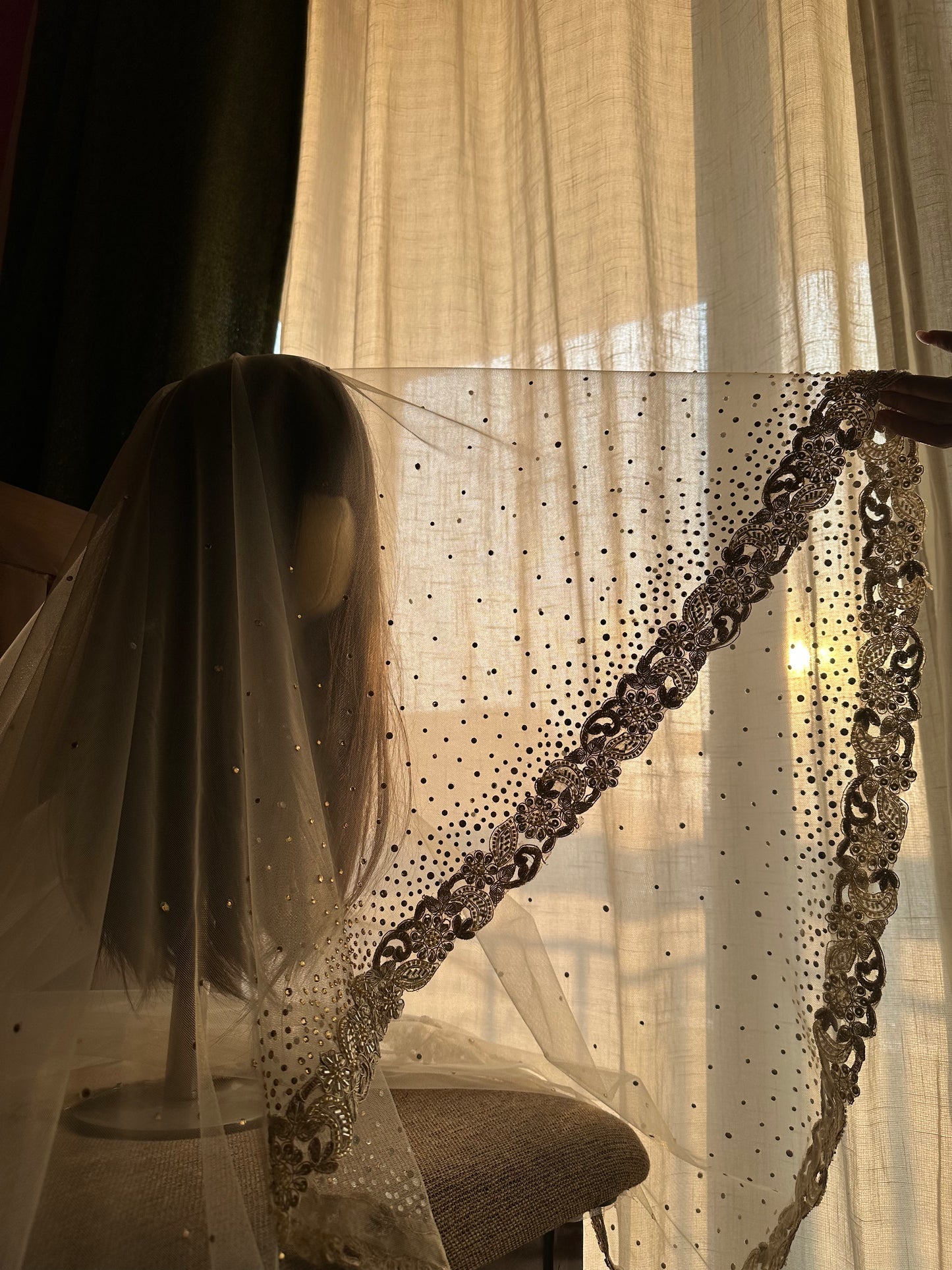 Rosette : An Ombre Blush pink Chapel length Veil with Initials & Quote