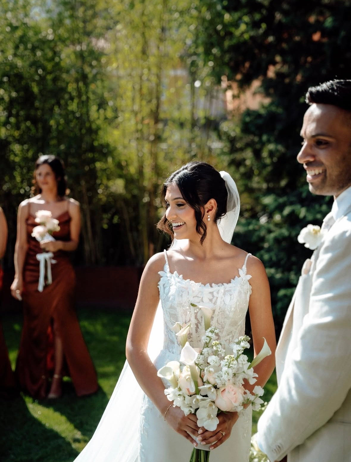 A Leafy Affair : Hand-Embroidered Ivory White Cathedral Veil with Signature Name Detail