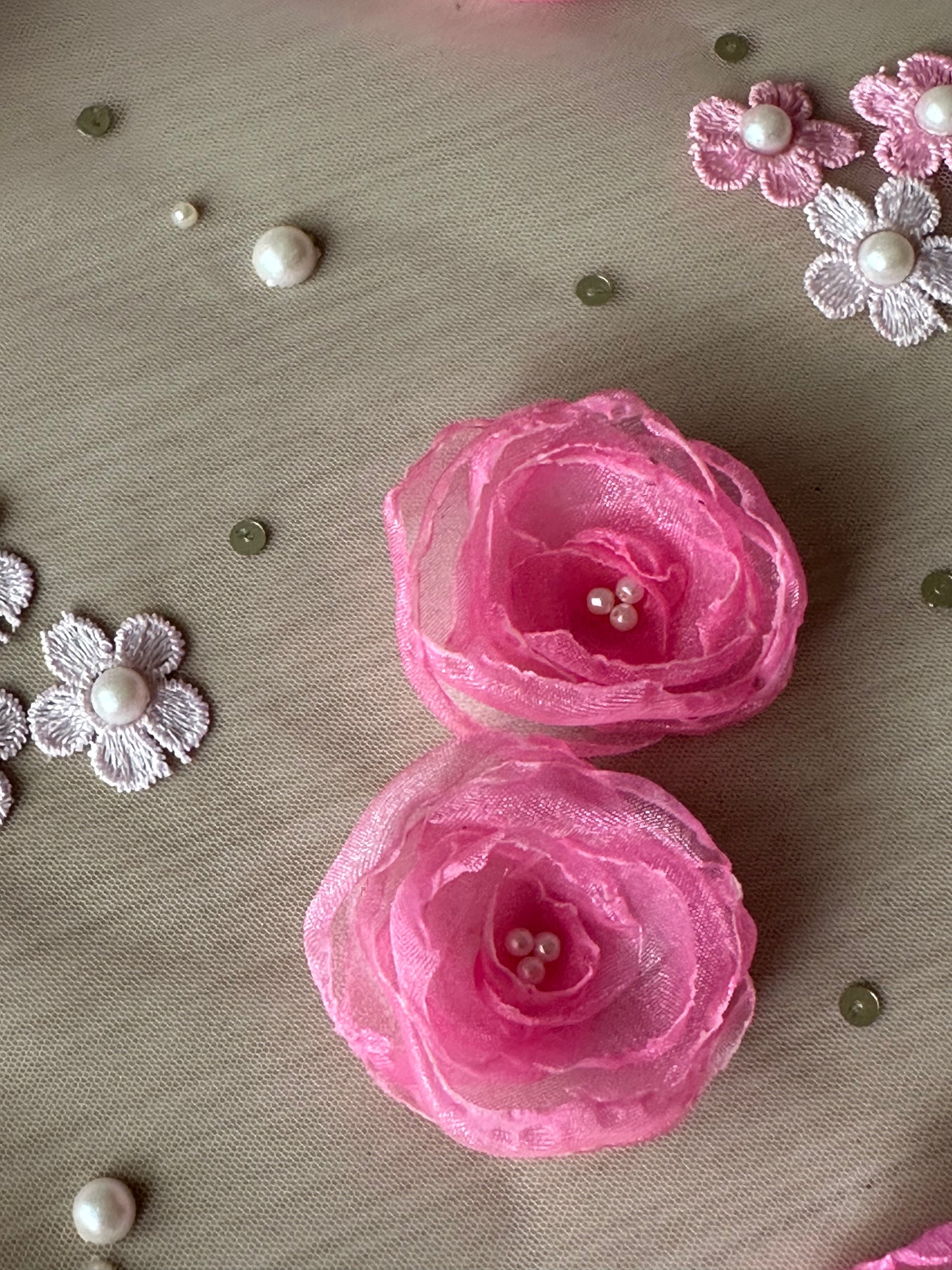 Garden of Dreams – Handcrafted 3D Floral Veil in Blush pink with Pearl Embellishments