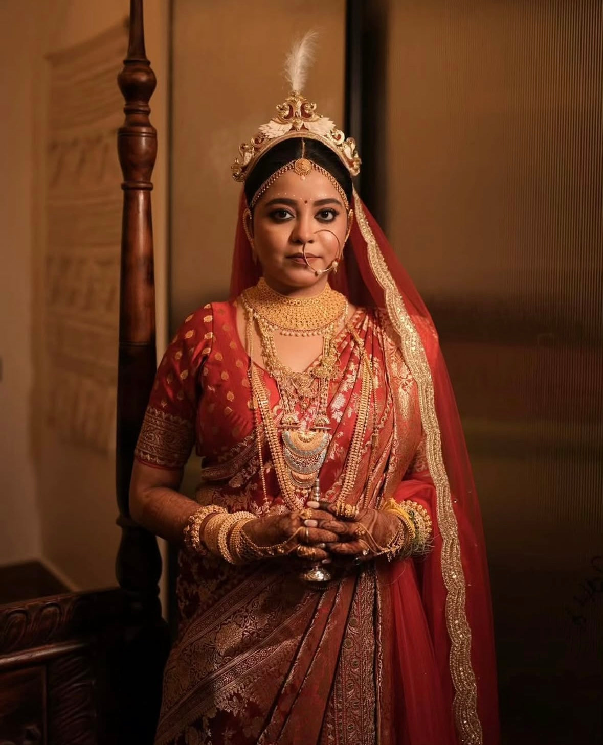 Rupkotha : A Classic Red Veil with Wedding Logo and a quote personalised