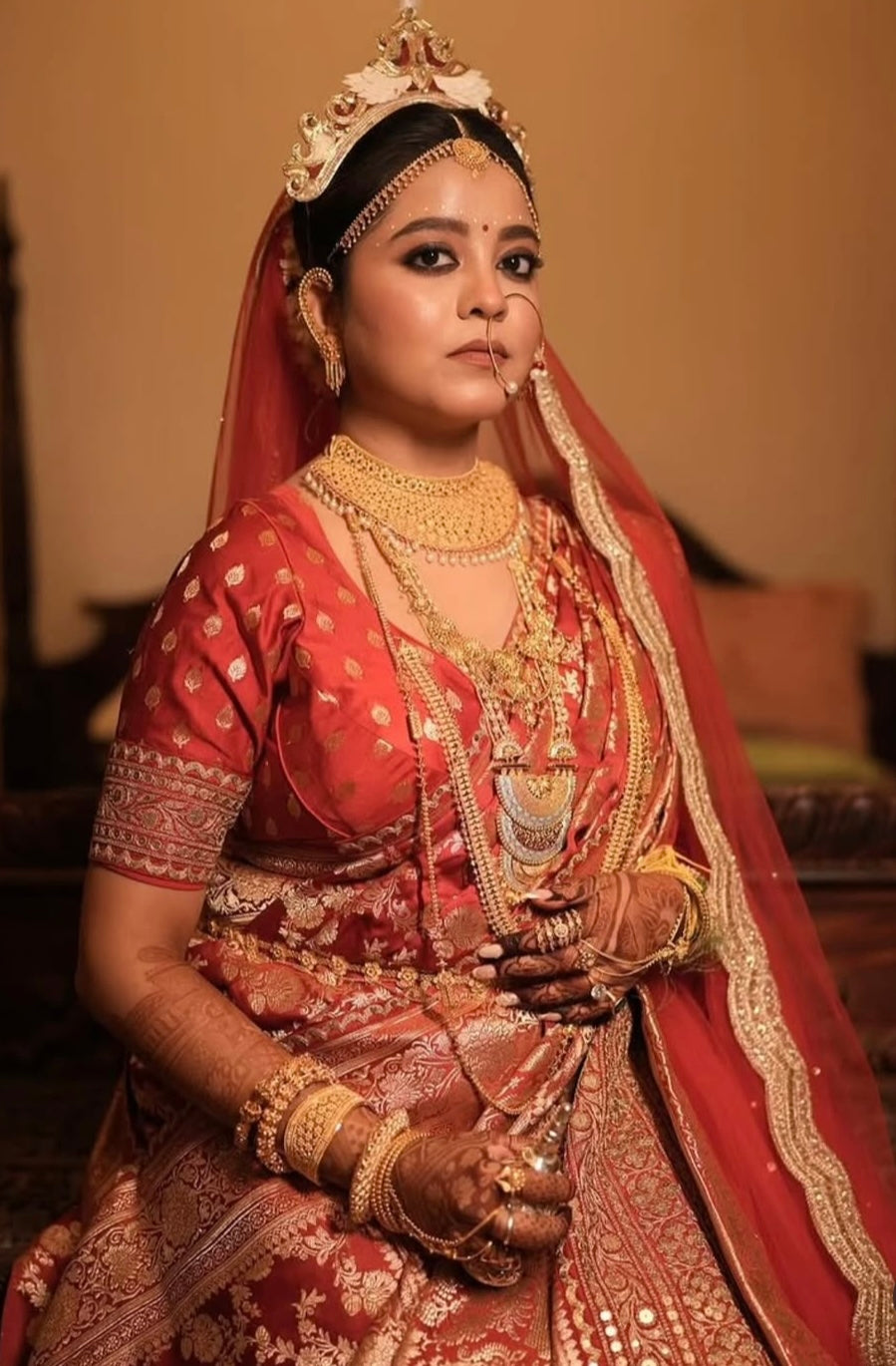 Rupkotha : A Classic Red Veil with Wedding Logo and a quote personalised