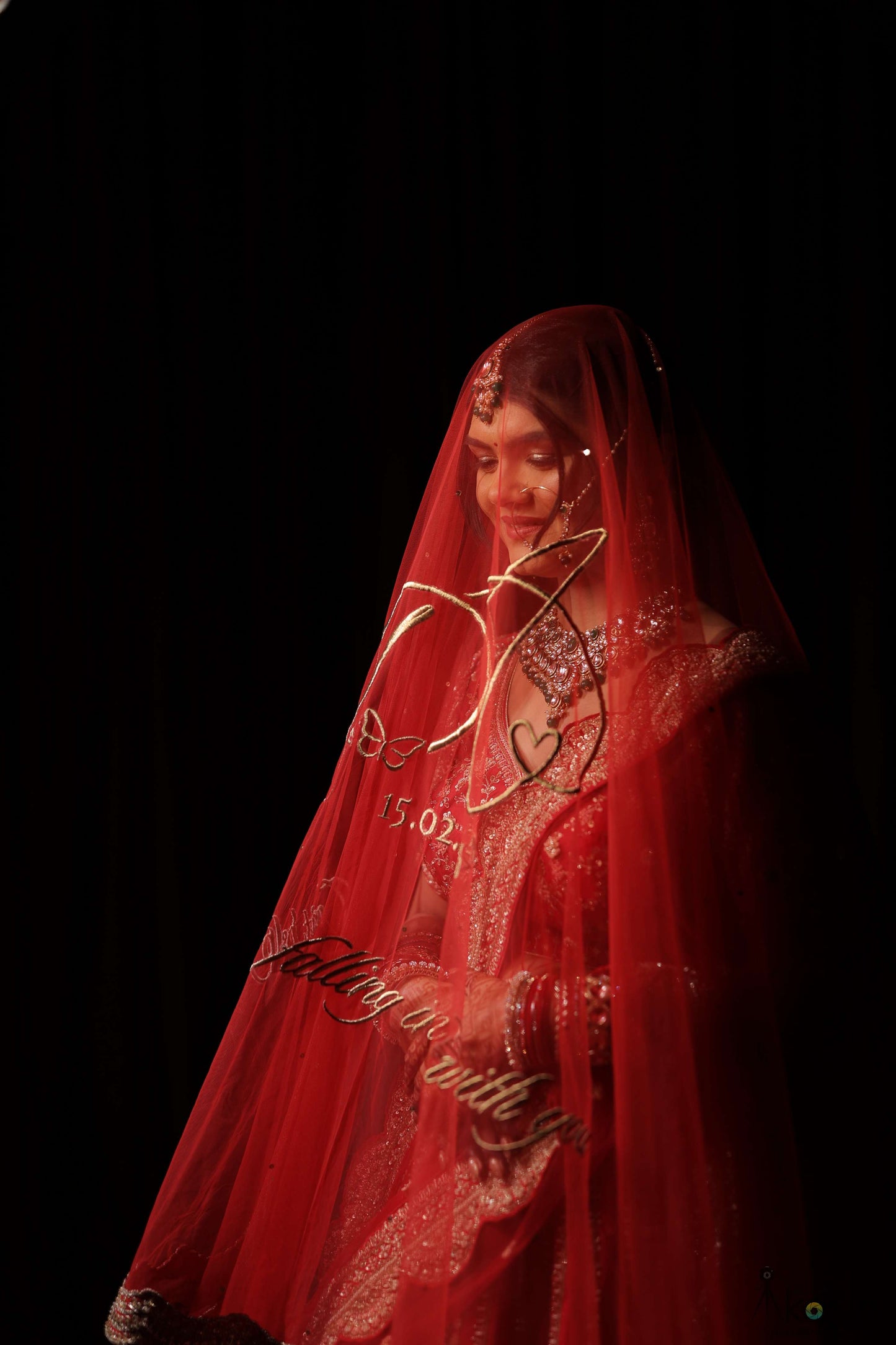 Prachi : A Cathedral Length Veil with custom Logo personalisation