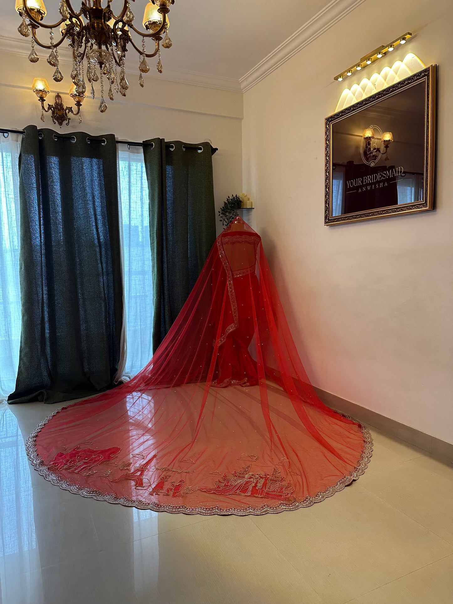 Memory Trail : Storytelling Red Bridal Veil with Paris proposal story