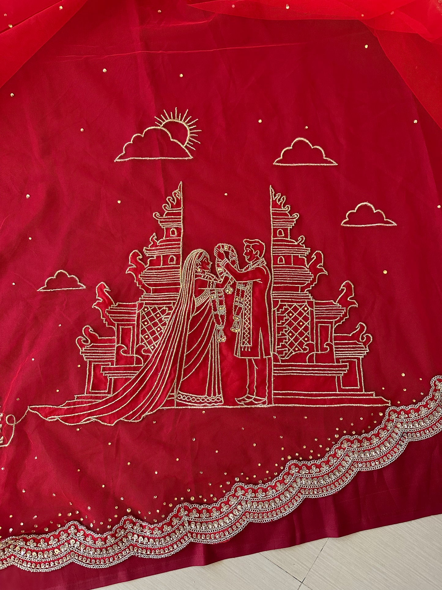 Memory Trail : Storytelling Red Bridal Veil with Paris proposal story