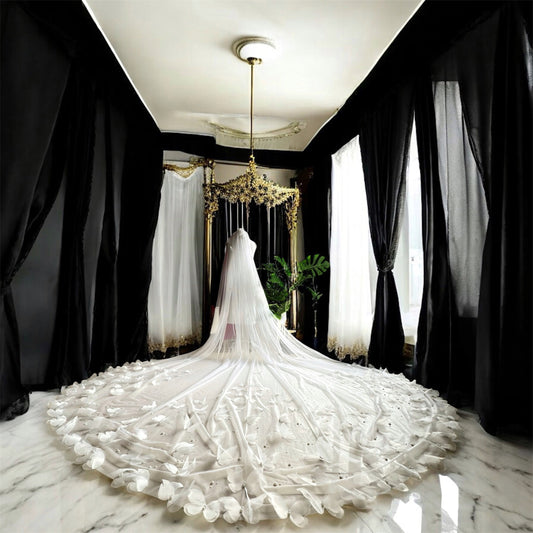 Aurora - the 3d butterfly cathedral length white veil