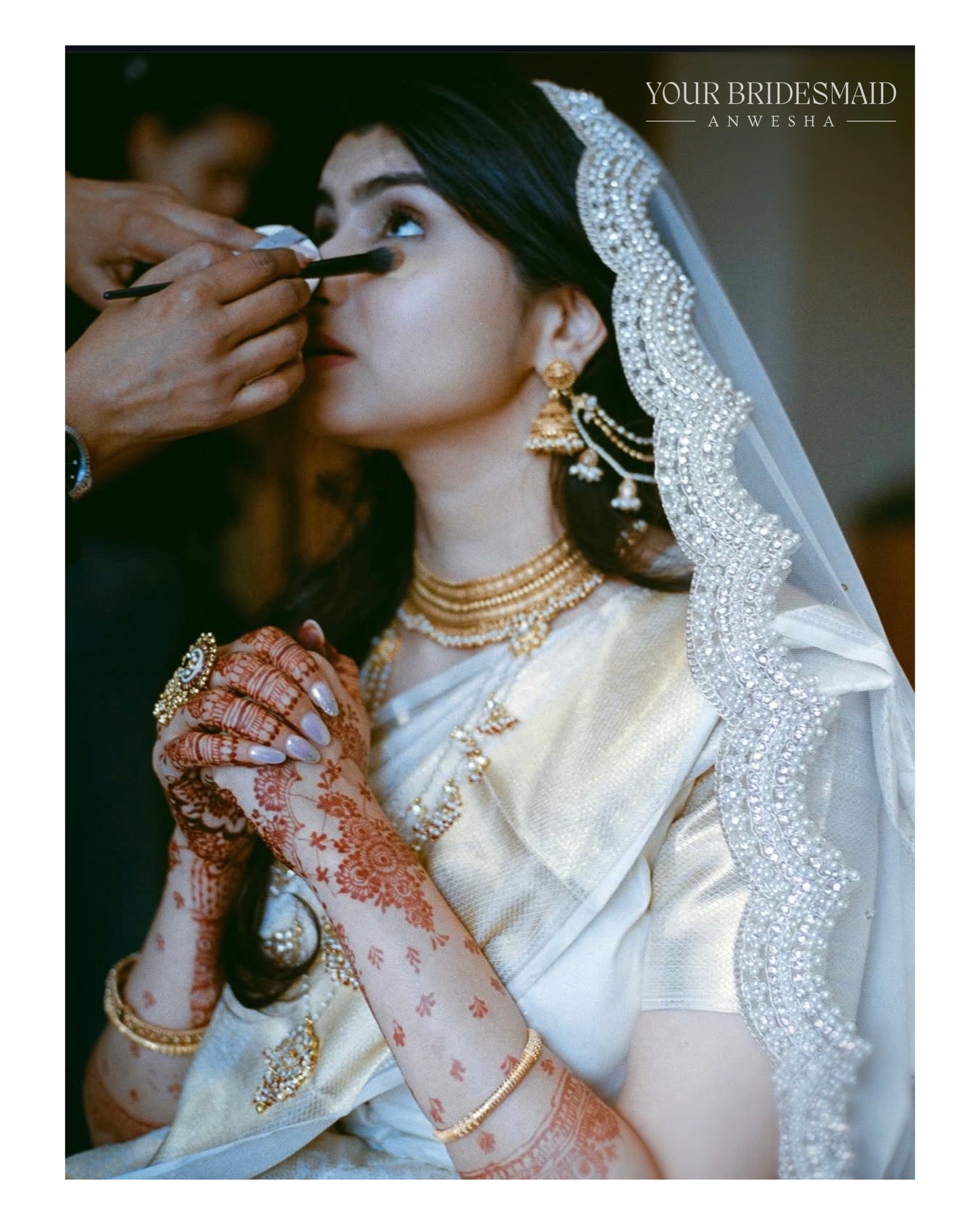 Memory Trail : Personalised Zodiac Ivory Cathedral Veil with Storytelling Embroidery