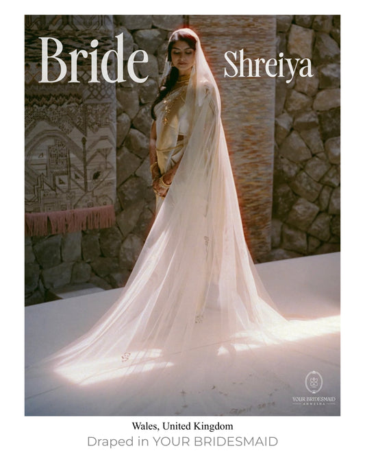 Memory Trail : Personalised Zodiac Ivory Cathedral Veil with Storytelling Embroidery