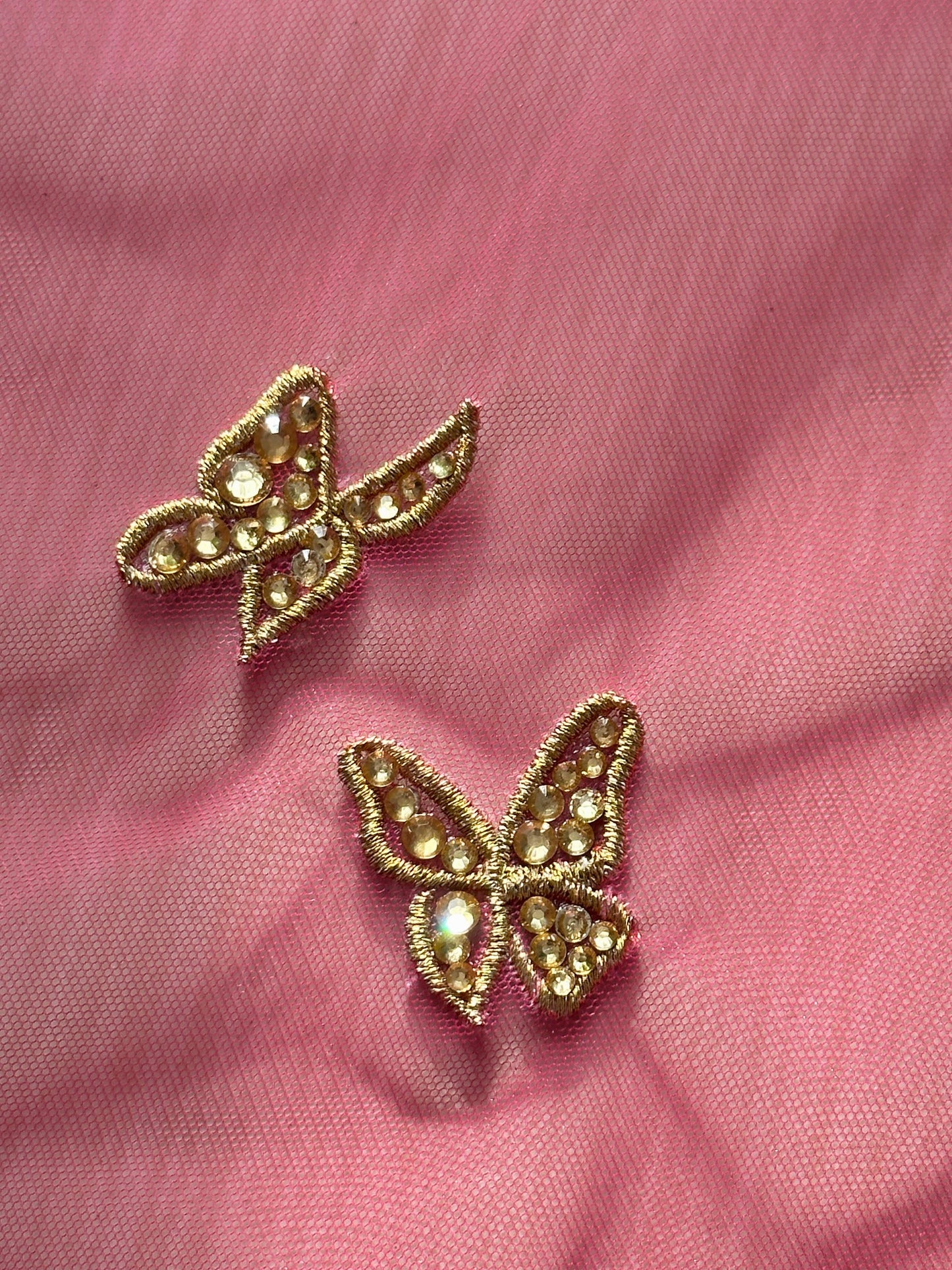 Enchanted Wings – Rani Pink Bridal Veil with Stone-Studded Butterflies