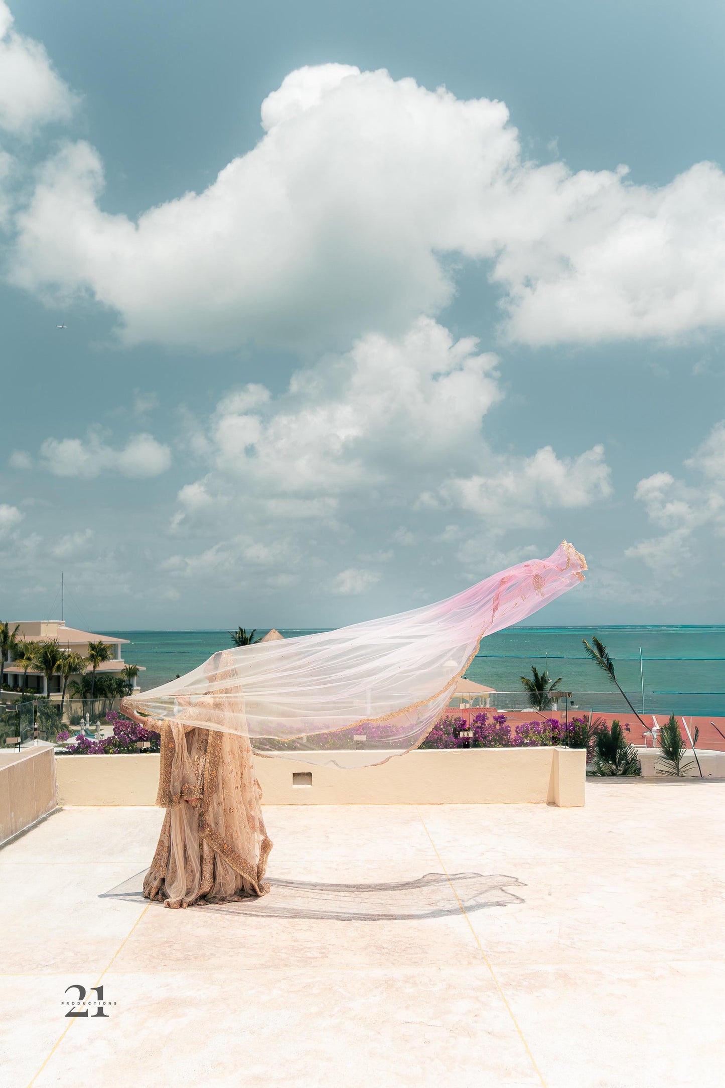 Rosette : An Ombre Blush pink length Veil with Initials & Quote